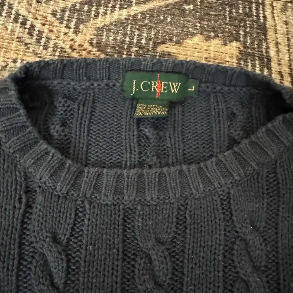 J. Crew Oarsman Cable Knit Sweater Blue Large
